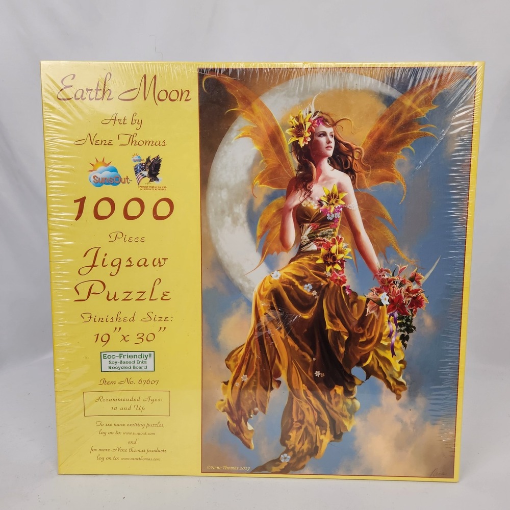 New Sealed Sunsout Puzzle Nene Thomas "Earth Moon"‎ 1000 pc Item 67607 - 19"x30"
